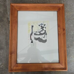 VTG Woodblock Print Davis Still Life 2 Framed Artist Proof Modernist Black 14x18